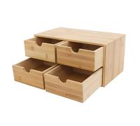 Qussse Organizer da scrivania, cassettiera in bambù, 4 cassetti, per utensili da ufficio, collezioni cosmetiche e necessità quotidiane
