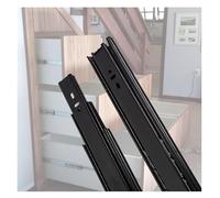 QUSYZD Guide per cassetti Resistenti in Materiale zincato da 2,0 mm di Spessore, Guide Laterali per Scale a Estensione Completa, Portata 120 kg, silenziose, 1 Paio di,Black-Length-650MM