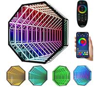 QUSYZD Lampada a Tunnel con Specchio 3D con Telecomando, Lampada a Specchio da Parete a LED, 358 Effetti di Luce, Lampada a Tunnel Multicolore RGB Ottagonale per casa, c,50cm/19.7"