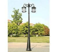 QUSYZD Robusta e Durevole Colonna Antica Europea per Giardino, Prato, Strada, E27, 2 luci, Esterno, Patio, palo Alto, Portico, Villa, Parco, Paesaggio, paletto in Metallo di al,Black-225cm