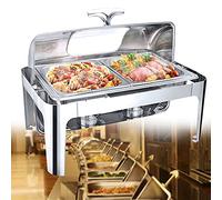 QUSYZD Scaldavivande 13L, scaldavivande in Acciaio Inox per Buffet e Banchetti, scaldavivande Elettrico per Catering, Ideale per Mantenere Il Cibo, vaschetta di Dimensioni,1/2 Size Pan