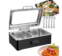 QUSYZD Scaldavivande Elettrico per Buffet, Ideale per Mantenere Il Cibo Caldo, con Controllo della Temperatura da 35 a 90 °C, pentola riscaldante di Grande capacità per Me,Grid