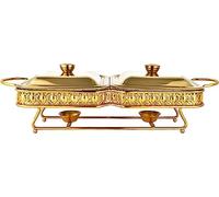 QUSYZD Scaldavivande Elettrico per Buffet, riscaldatore per Hot Pot, Set per Buffet, Set per Hot Pot, Set riscaldante Pieghevole per Buffet, pentola per Alimenti, pentola,Gold-1.8L