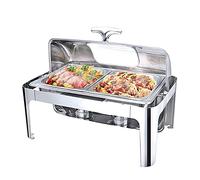 QUSYZD Scaldavivande, Scaldavivande in Acciaio Inox, Set da Buffet con Coperchio Trasparente, Scaldavivande e contenitori per Buffet Professionali.,