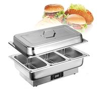 QUSYZD Set da Buffet con scaldavivande, contenitori per Buffet e scaldavivande in Acciaio Inox, contenitori per Alimenti con Coperchio, Controllo Elettrico della temperatu,13l-c-1,3,