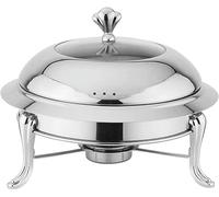 QUSYZD Set da Buffet con scaldavivande in Acciaio Inox e Coperchio in Vetro Trasparente, 28 cm, Ideale per Matrimoni, Feste, Banchetti, Eventi di Catering, Oro e Argento.,Silver