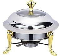 QUSYZD Set da Buffet con scaldavivande in Acciaio Inox e Coperchio in Vetro Trasparente, 28 cm, Ideale per Buffet, Matrimoni, Feste, Banchetti, Eventi di Catering, Oro.,Gold