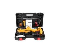 QUSYZD Set di Sollevamento Elettrico per Auto con crimpatrice idraulica da 3 tonnellate, 12 V CC, Kit per pianale a Forbice + Chiave a impulsi + Pompa ad Aria, Attrezzi per ripara,Jack Yellow-3 TON