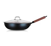 QUSYZD Wok a Fondo Piatto in Titanio Puro, Sano, antiruggine, Portatile, Antiaderente, Padella Non Rivestita, fornello a Gas Adatto per Wok Poco unti, C, 32 cm, B-32 cm,B-32cm