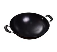 QUSYZD Wok e padelle per Saltare in ghisa Resistenti, Wok Tradizionali Cinesi in Ferro martellato a Mano con Doppi Manici, pentola Antiaderente con Fondo Tondo, 36 cm, 38 cm, 38 cm,38cm