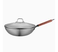 QUSYZD Wok in Acciaio al Titanio Non Rivestito, Padella Antiaderente a Nido d'Ape, Padella per Uso Domestico Che Non arrugginisce, Wok Sano e Leggero, 32 cm,