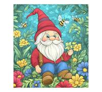 Quteprint Adesivo magnetico per lavastoviglie, motivo: gnomo da giardino, api e fiori, 58,4 x 66 cm, in PVC, per cucina, frigorifero, lavastoviglie, rimovibile, protezione antigraffio