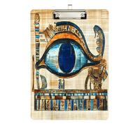 Quteprint Antico Egitto Occhio di Horus - Lavagna portablocco in acrilico, 22,9 x 31,8 cm, trasparente, antigraffio, con clip in metallo (argento) e gancio da parete, spessore 0,6 cm, per ufficio
