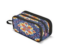 Quteprint Astuccio con cerniera, colorato Talavera mandala messicano, grande capacità, resistente, con 3 scomparti, organizer per scuola, università, ufficio, per studenti, adolescenti, adulti