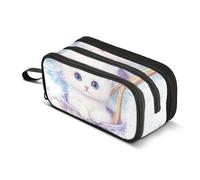 Quteprint Astuccio con cerniera, grazioso gattino con ali, grande capacità, resistente, con 3 scomparti, organizer per scuola, università, ufficio, per studenti, adolescenti, adulti, ragazzi e ragazze