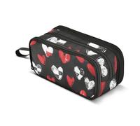 Quteprint Astuccio con cerniera, Happy Valentines Love Hearts, grande capacità, resistente, con 3 scomparti, organizer per scuola, università, ufficio, per studenti, adolescenti, adulti, ragazzi e
