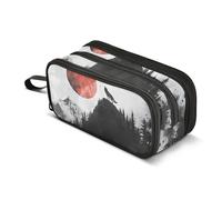 Quteprint Astuccio con cerniera, Howling Wolf Hill Moon, grande capacità, resistente, con 3 scomparti, organizer per scuola, università, ufficio, per studenti, adolescenti, adulti, ragazzi e ragazze