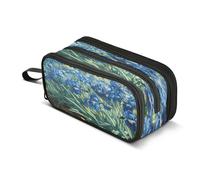 Quteprint Astuccio con cerniera, Irises Vincent Van Gogh, grande capacità, resistente, con 3 scomparti, organizer per scuola, università, ufficio, per studenti, adolescenti, adulti, ragazzi e ragazze