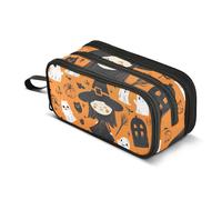 Quteprint Astuccio con cerniera, motivo fantasmi streghe di Halloween, grande capacità, resistente, con 3 scomparti, organizer per scuola, università, ufficio, per studenti, adolescenti, adulti
