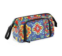 Quteprint Astuccio di grande capacità, colorato messicano Talavera, astuccio portatile con cerniera, astuccio per cancelleria per ufficio e scuola, per adolescenti, ragazze, ragazzi, adulti e studenti