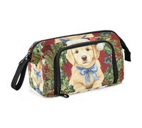 Quteprint Astuccio di grande capacità, per il giorno di Natale, carino, con cane, astuccio portatile con cerniera, astuccio per cancelleria per ufficio e scuola, per adolescenti, ragazze, ragazzi