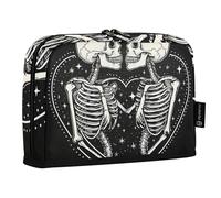 Quteprint Astuccio portamatite, astuccio con motivo romantico scheletro, teschio, stelle, astuccio per cancelleria, trousse portatile, organizer da scrivania per scuola, ufficio, studenti, ragazzi e