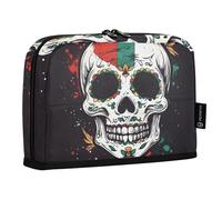 Quteprint Astuccio portamatite con bandiera messicana con teschio di zucchero, astuccio per cancelleria, borsa portatile per cosmetici, organizer da scrivania per scuola, ufficio, studenti, ragazzi e