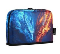 Quteprint Astuccio portamatite con due draghi e fiamme, astuccio per cancelleria, borsa portatile per cosmetici, organizer da scrivania per scuola, ufficio, studenti, ragazzi e ragazze