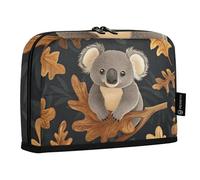 Quteprint Astuccio portamatite, con motivo a foglie di quercia koala, astuccio per cancelleria, borsa portatile per cosmetici, organizer da scrivania per scuola, ufficio, studenti, ragazzi e ragazze
