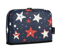 Quteprint Astuccio portamatite con motivo a stelle rosse e bianche, astuccio per cancelleria, borsa portatile per cosmetici, organizer da scrivania per scuola, ufficio, studenti, ragazzi e ragazze