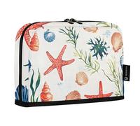 Quteprint Astuccio portamatite, con motivo acquarello, con conchiglie, stelle marine, matite, cancelleria, cosmetici, organizer da scrivania per scuola, ufficio, studenti, ragazzi e ragazze