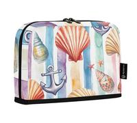 Quteprint Astuccio portamatite, con motivo acquerello, conchiglie, stelle marine, astuccio per cancelleria, trousse portatile, organizer da scrivania per scuola, ufficio, studenti, ragazzi e ragazze