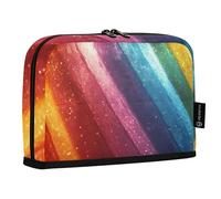 Quteprint Astuccio portamatite con motivo bandiera arcobaleno a righe, astuccio per cancelleria, borsa portatile per cosmetici, organizer da scrivania per scuola, ufficio, studenti, ragazzi e ragazze