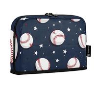 Quteprint Astuccio portamatite con supporto - astuccio sportivo con stelle da baseball, astuccio per cancelleria, borsa portatile per cosmetici, organizer da scrivania per scuola, ufficio, studenti