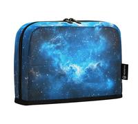 Quteprint Astuccio portamatite con supporto - Galaxy Blue Stars Deep Space Pencil Bag Stationery Pouch Portable Makeup Cosmetics, Organizer da scrivania per scuola, ufficio, studenti, ragazzi e