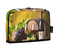 Quteprint Astuccio portamatite con supporto per bottiglie di vino, bicchieri, uva, astuccio per cancelleria, trousse portatile per cosmetici, organizer da scrivania per scuola, ufficio, studenti