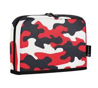 Quteprint Astuccio portamatite con supporto - rosso e bianco mimetico, astuccio per cancelleria, borsa portatile per cosmetici, organizer da scrivania per scuola, ufficio, studenti, ragazzi e ragazze