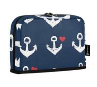 Quteprint Astuccio portamatite con supporto - Sea Anchor Loves Heart Pencil Bag Cancelleria, Trousse portatile per cosmetici, organizer da scrivania per scuola, ufficio, studenti, ragazzi e ragazze
