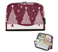 Quteprint Astuccio portamatite con tre alberi di Natale, fiocchi di neve, astuccio per cancelleria, borsa portatile per cosmetici, organizer da scrivania per scuola, ufficio, studenti, ragazzi e