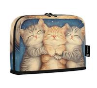 Quteprint Astuccio portamatite con tre simpatici gattini addormentati, astuccio per cancelleria, borsa portatile per cosmetici, organizer da scrivania per scuola, ufficio, studenti, ragazzi e ragazze