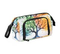 Quteprint Astuccio portamatite di grande capacità, con albero per quattro stagioni, astuccio portatile con cerniera, astuccio per cancelleria per ufficio e scuola, per adolescenti, ragazze, ragazzi