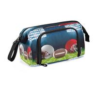 Quteprint Astuccio portamatite di grande capacità, con casco sportivo da calcio, astuccio portatile con cerniera, astuccio per cancelleria per ufficio e scuola, per adolescenti, ragazze, ragazzi,