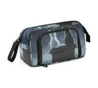 Quteprint Astuccio portamatite di grande capacità, con due gatti City Moon Stras, astuccio portatile con cerniera, astuccio per cancelleria per ufficio e scuola, per adolescenti, ragazze, ragazzi