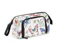 Quteprint Astuccio portamatite di grande capacità, con farfalle in vari colori, astuccio portatile con cerniera, astuccio per cancelleria per ufficio e scuola, per adolescenti, ragazze, ragazzi