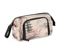Quteprint Astuccio portamatite di grande capacità, con fiori di ciliegio, paesaggio giapponese, astuccio portatile con cerniera, astuccio per cancelleria per ufficio e scuola, astuccio per matite per