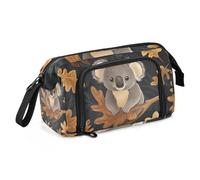 Quteprint Astuccio portamatite di grande capacità, con motivo a foglie di quercia koala, astuccio portatile con cerniera, astuccio per cancelleria per ufficio e scuola, per adolescenti, ragazze