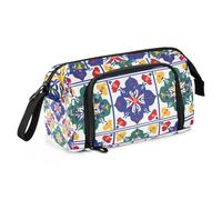 Quteprint Astuccio portamatite di grande capacità, con motivo colorato Talavera messicano, astuccio portatile con cerniera, astuccio per cancelleria per ufficio e scuola, per adolescenti, ragazze