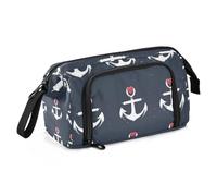 Quteprint Astuccio portamatite di grande capacità, con motivo Ocean Anchor Loves Heart, astuccio portatile con cerniera, astuccio per cancelleria per ufficio e scuola, per adolescenti, ragazze