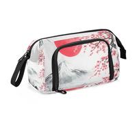 Quteprint Astuccio portamatite di grande capacità, con paesaggio floreale giapponese, astuccio portatile con cerniera, astuccio per cancelleria per ufficio e scuola, per adolescenti, ragazze, ragazzi