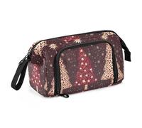 Quteprint Astuccio portamatite di grande capacità, con tre alberi di Natale, astuccio portatile con cerniera, astuccio per cancelleria per ufficio e scuola, per adolescenti, ragazze, ragazzi, adulti